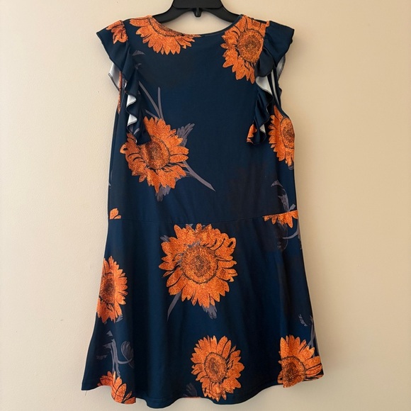 Azalea by Firmiana Sunflower Print Ruffle Sleeve Tunic Top / Mini Dress XL - Picture 2 of 3